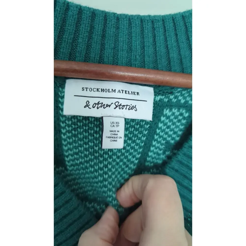 & Other Stories Oversized Wool Blend Jacquard Sweater